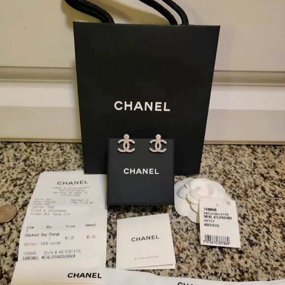 Chanel CC drop Strass/Christal Earrings - Picture 4 of 11